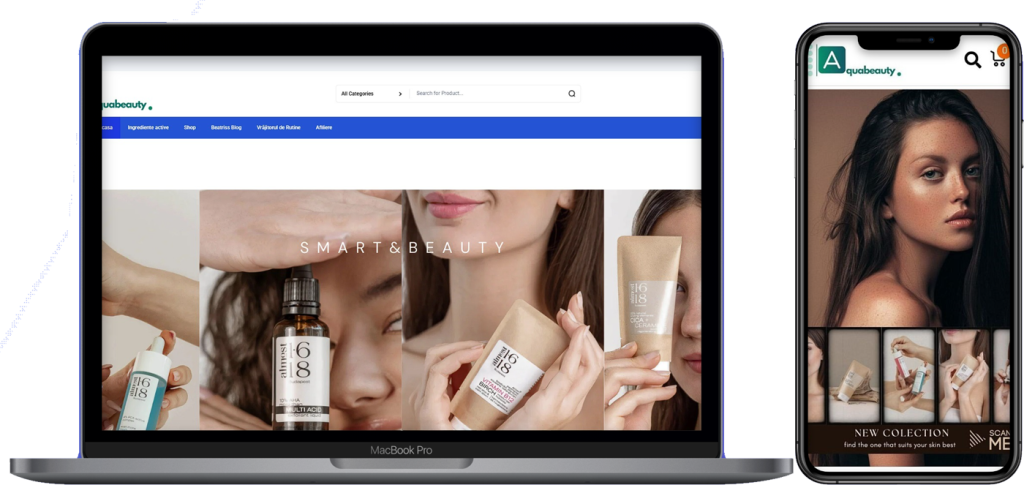 Preturi webdesign 2 Magazin online Aquabeauty realizat în WordPress și WooCommerce