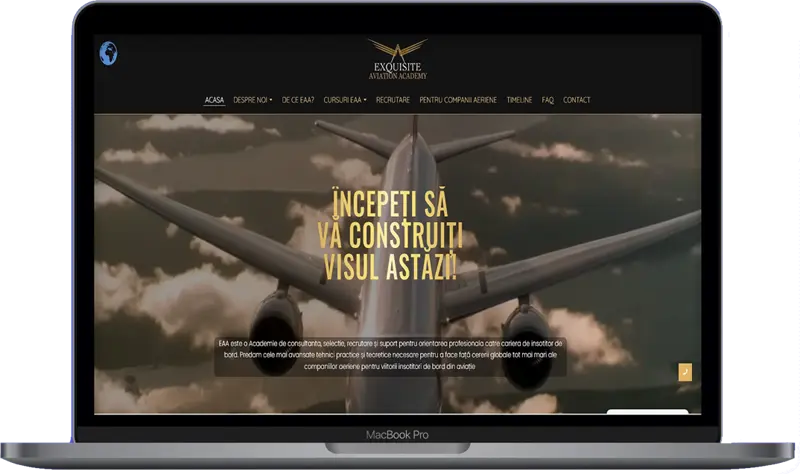 Firma Web Design Brașov - Soluții Profesionale 5 Website pentru academie de consultanță și recrutare în aviație