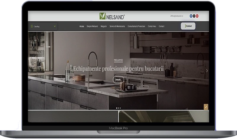 Website Nelsand pentru echipamente profesionale HoReCa