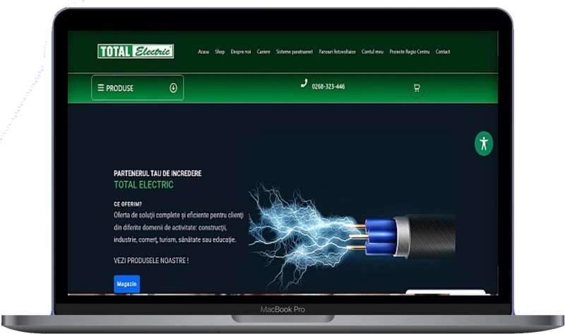 Firma Web Design Brașov - Soluții Profesionale 6 Website Total Electric realizat de Freeline Design