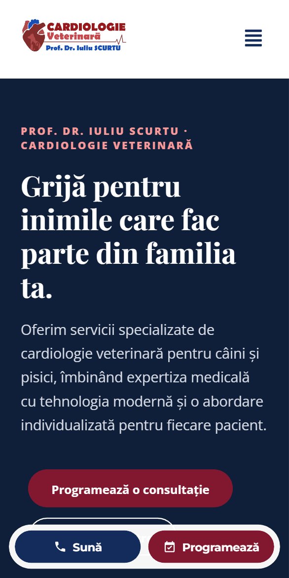Site Cardiologie Veterinară pe telefon mobil