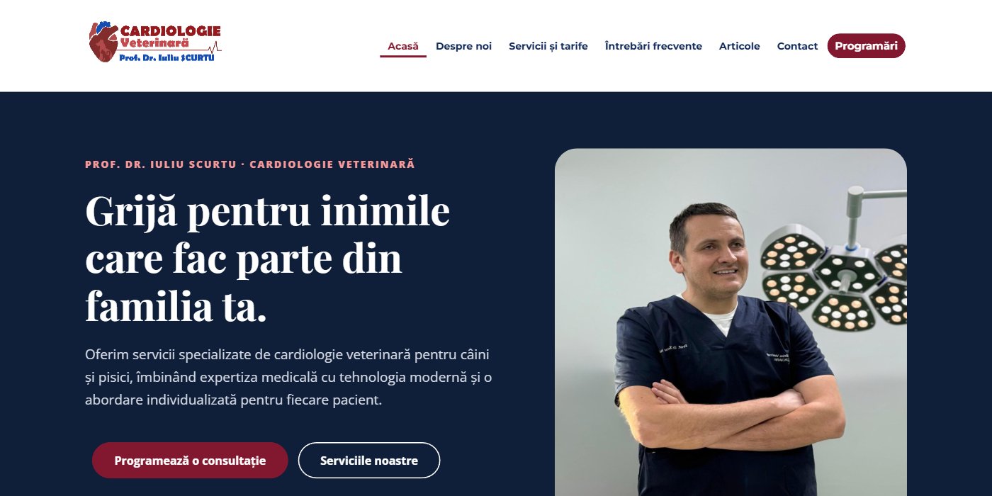 Site Cardiologie Veterinară Prof. Dr. Iuliu Scurtu – pagina principală