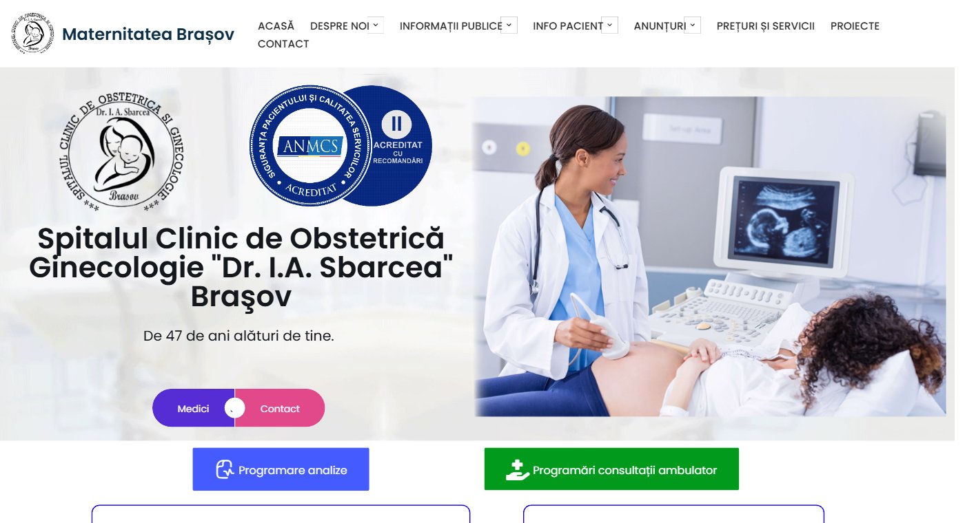 Site Maternitatea Brașov – Spitalul Clinic de Obstetrică Ginecologie Dr. I.A. Sbarcea