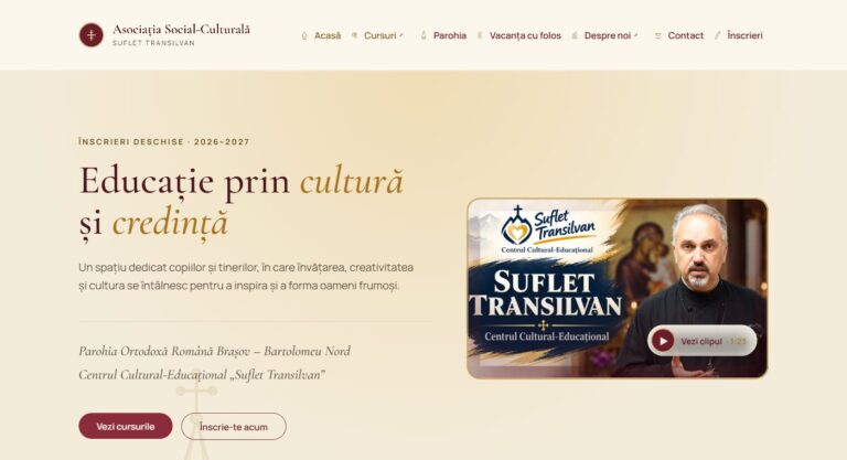Site Suflet Transilvan – pagina principală