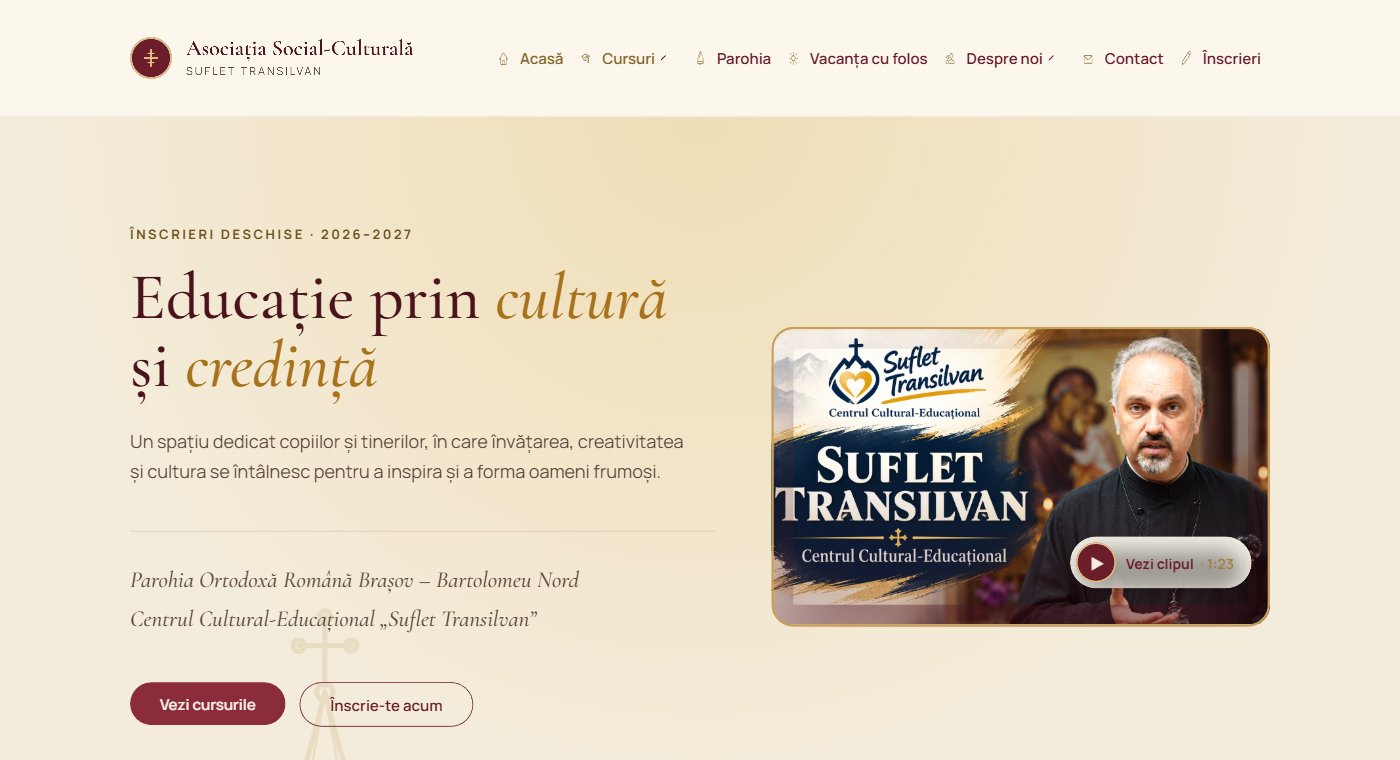 Site Suflet Transilvan – pagina principală
